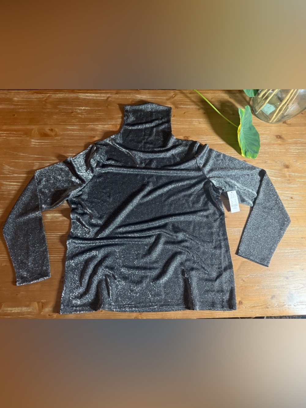 New York & Company Shimmering Gray Turtleneck Sweater